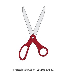 Kids drawing Cartoon Vector illustration ribbon scissors Isolated in doodle style