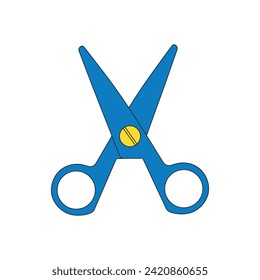 Kids drawing Cartoon Vector illustration safety scissors Isolated in doodle style
