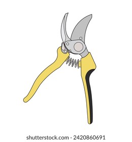 Kids drawing Cartoon Vector illustration pruning shears Isolated in doodle style