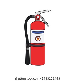 Kids drawing Cartoon Vector illustration fire extinguisher icon Isolated on White Background