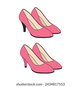 Kids drawing Cartoon Vector illustration women shoes icon Isolated on White Background