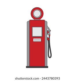 Kids drawing Cartoon Vector illustration vintage gas pump icon Isolated on White Background