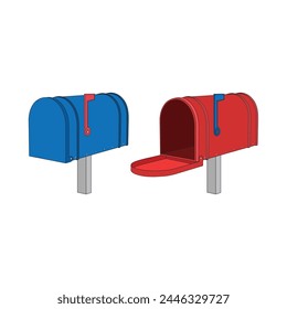 Kids drawing cartoon Vector illustration mailbox icon Isolated on White