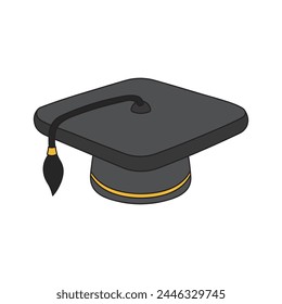 Kids drawing cartoon Vector illustration graduation hat icon Isolated on White