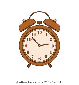 Kids drawing cartoon Vector illustration retro alarm clock icon Isolated on White