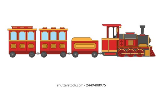 Kids drawing cartoon Vector illustration steam train icon Isolated on White