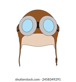 kids drawing cartoon Vector illustration vintage pilot helmet icon Isolated on White