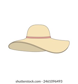 kids drawing cartoon Vector illustration woman sun hat icon Isolated on White