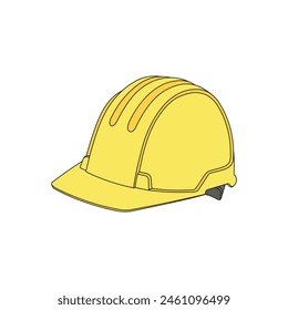 kids drawing cartoon Vector illustration construction hard hat icon Isolated on White