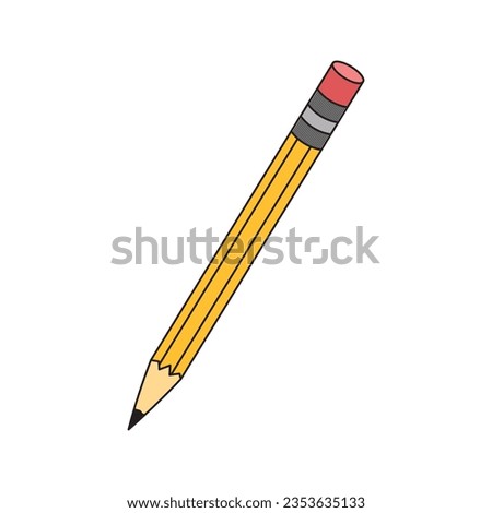 Kids drawing Cartoon Vector illustration cartoon pencil Isolated on White Background
