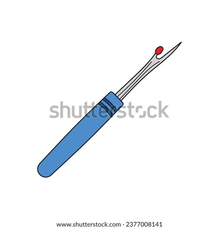 Kids drawing Cartoon Vector illustration seam ripper Isolated on White Background