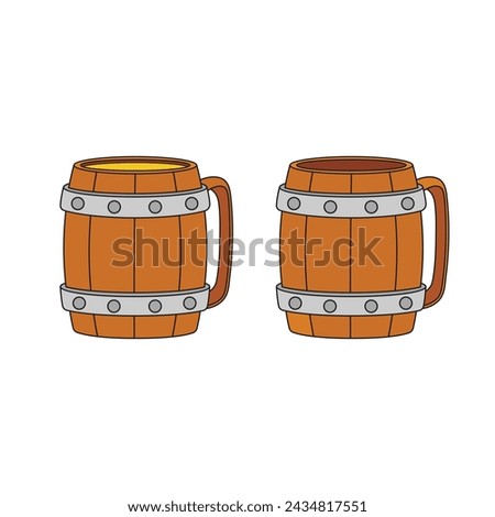 Kids drawing Cartoon Vector illustration wooden jug icon Isolated on White Background