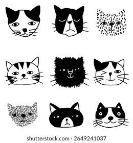 kids drawing cute cat face illustration