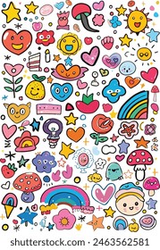 A kids drawing cute sticker cartoon 