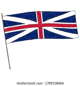 Kids Drawing. Flag of the United Kingdom. Vector illustration
