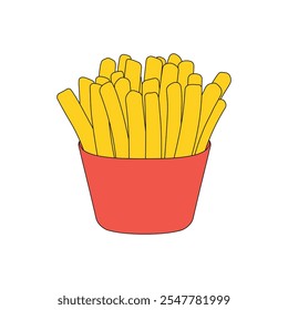 kids drawing frech fries cartoon isolated