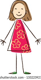 Kids Drawing. Girl