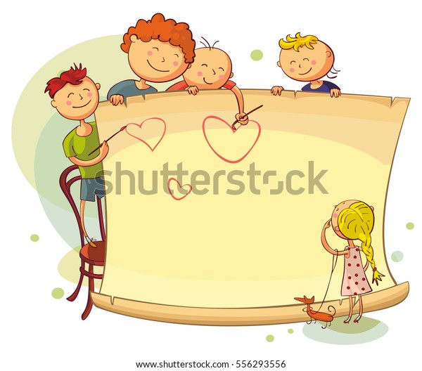 Kids Drawing Hearts Stock Vector Royalty Free 556293556