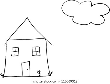 Kids drawing house and