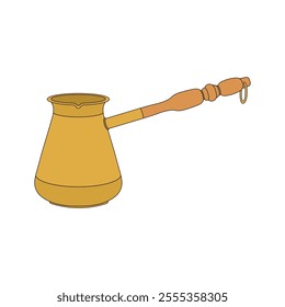 kids drawing illustration turkish coffee pot cartoon isolated