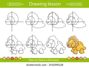 Drawing Lesson Children Tutorial Drawing Cute Stock Vector (Royalty ...