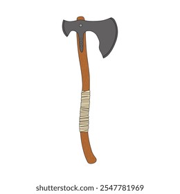 kids drawing medieval axe cartoon isolated