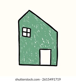 kids drawing modern house illustration