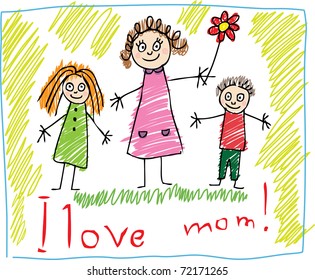 Kids Drawing. The Mother's Day