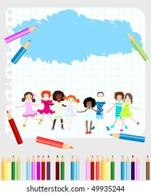 niños dibujando un papel de libro de notas