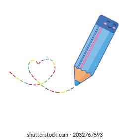kids drawing pencil flat vector for kids book and apparel product