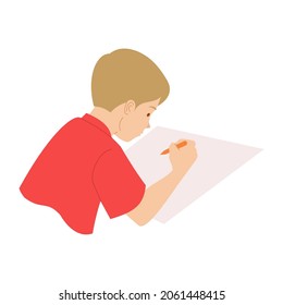 Kids drawing with pencil drawing. Vector image