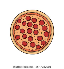 crianças desenho pepperoni pizza desenho animado isolado