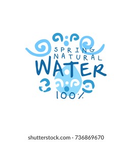 Kids drawing of pure water for logo or badge with text