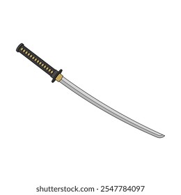 kids drawing samurai sword cartoon isolated