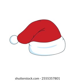 kids drawing santa hat cartoon isolated