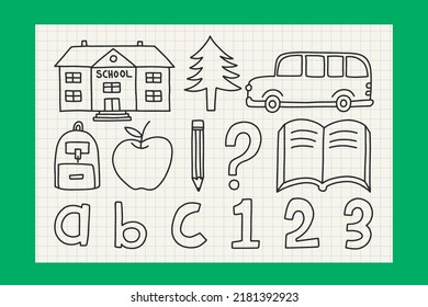 Kids Drawing School Tools and Equipment Illustration Set