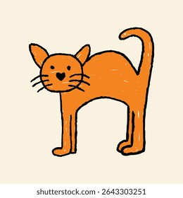kids drawing scribble cat illustration