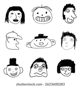 Kinder zeichnen Kritzel Gesichtsgrafik