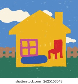 kids drawing scribble home illustration