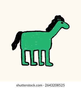 kids drawing scribble horse illustration