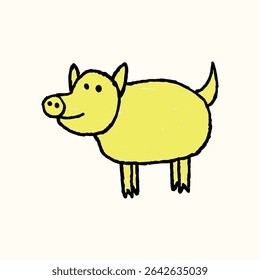 kids drawing scribble pig illustration