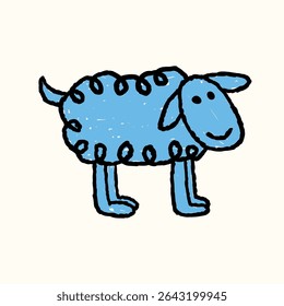 kids drawing scribble sheep illustration