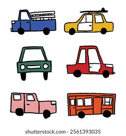 kids drawing Scribbles cute car illustration