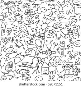 Kids drawing - seamless pattern