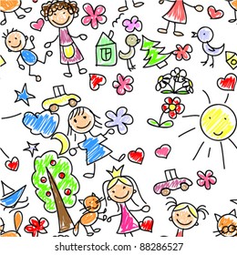 kids drawing seamless pattern