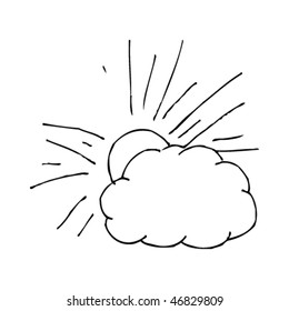 kid's drawing of a a sun and cloud