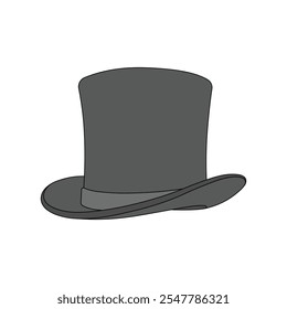 kids drawing top hat cartoon isolated