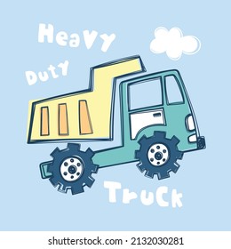 Kids drawing Toy Truck Vector Illustration. 