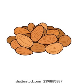 Niños dibujando vector Ilustración almendras en un estilo de caricatura Aislado en fondo blanco