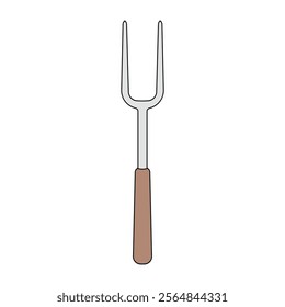 kids drawing vector illustration barbecue fork cartoon isolated